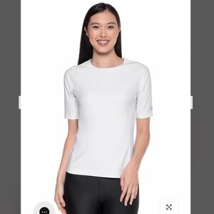 Coolibar HighTide Short Sleeve Swim Shirt 03272 white 14 16 L